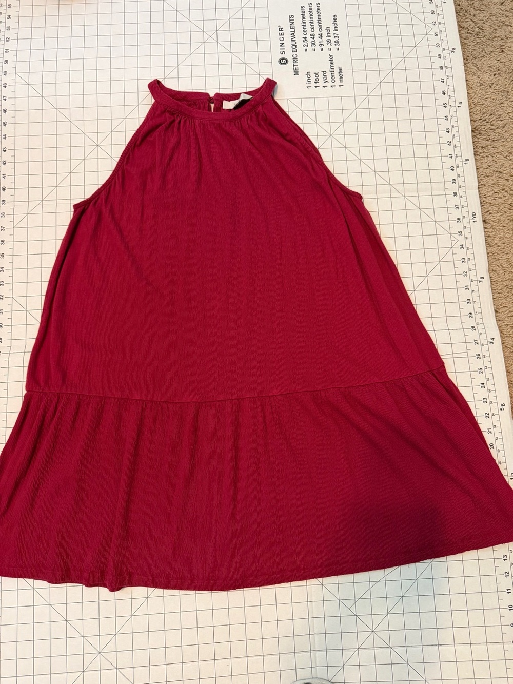 LOFT Sleeveless Peplum Tunic in Berry Red